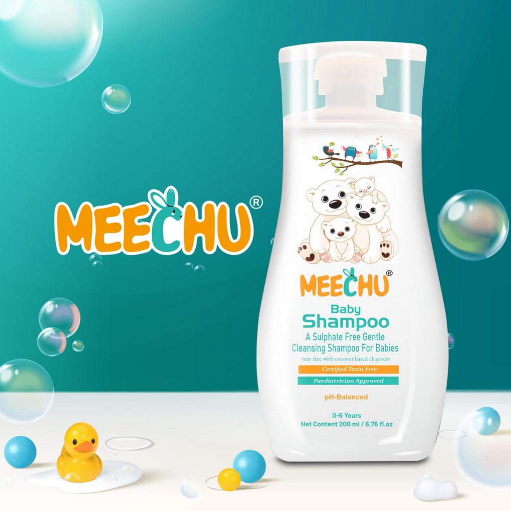 Meechu Baby Shampoo 200ml |Tear - free| Sulphate Free| pH Balanced| Hypo - allergenic - Meechu